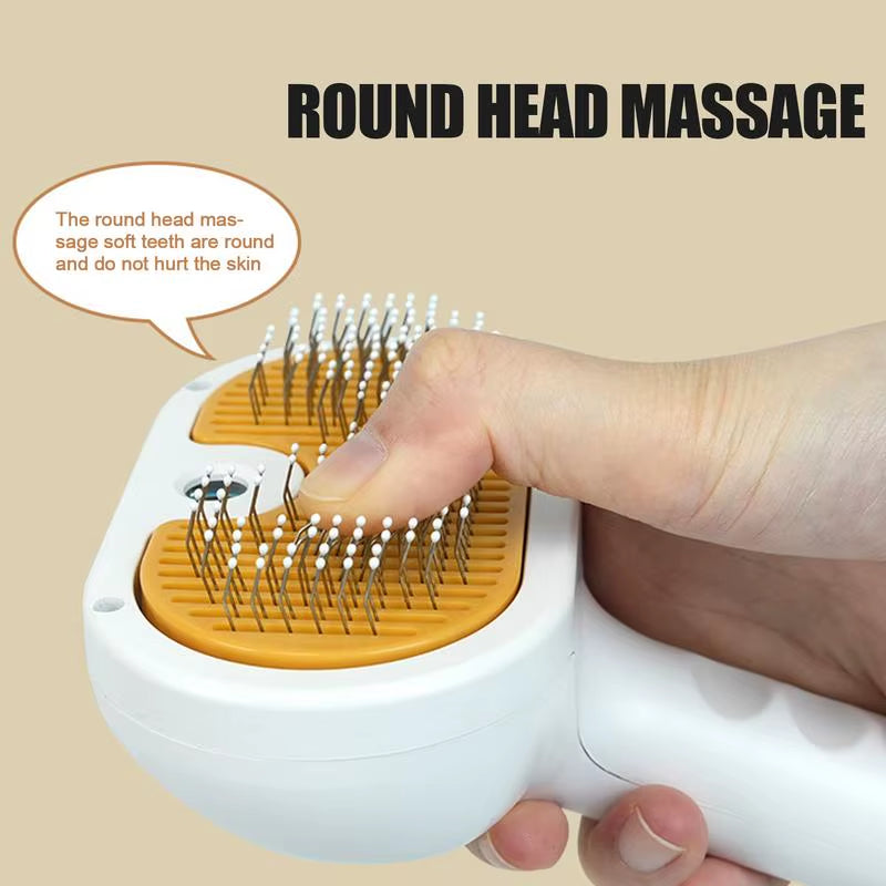 Rechargeable Steam Cat Grooming Brush Steamy to Remove Loose Hair Multifunctional Spray Massage Pet Comb with Release Button