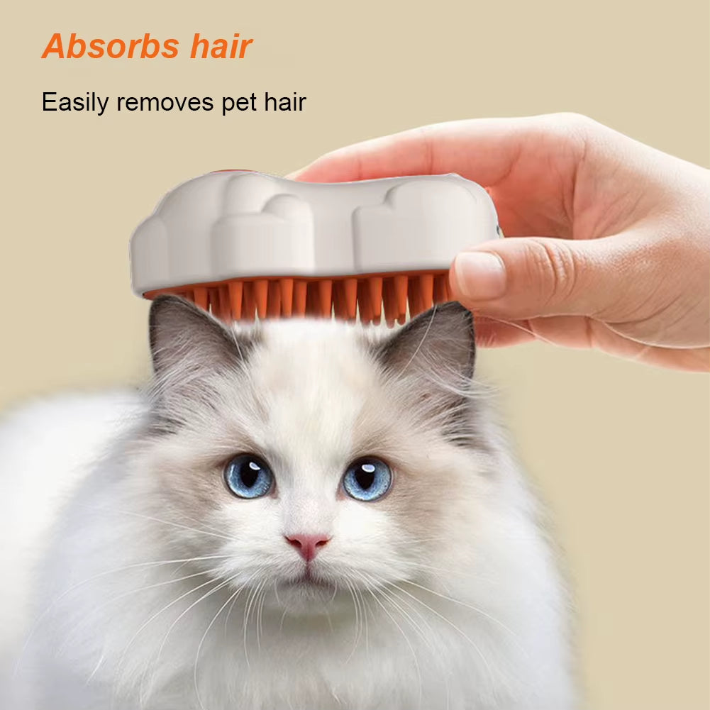 3 in 1 Cat Bath Brush Multifunction Steaming Grooming Brush Rechargeable Cat Shedding Comb for Long/Short Hair Cats