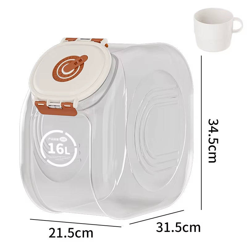 5/10Kg Large Capacity Cat Dog Food Storage Container Airtight Sealing Transparent Dry Cat Food Box with Cup Pet Supplies