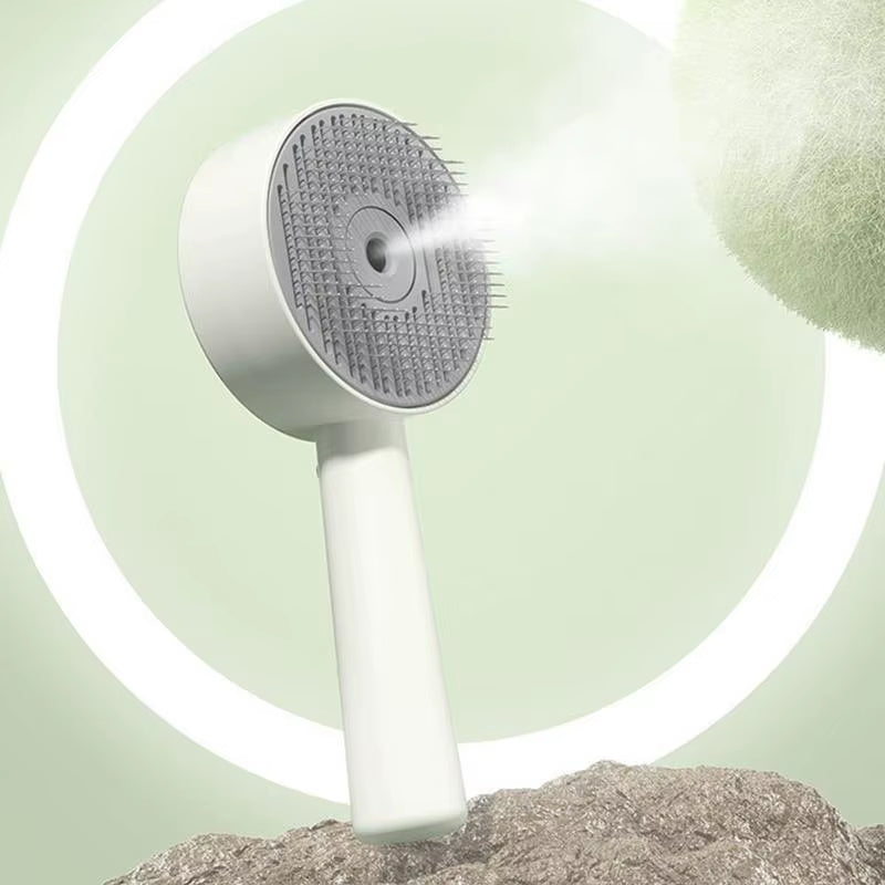 Steam Brush for Dogs Cat Dog Pet Spray Massaging Comb Self-Cleaning Cat Dog Grooming Brush Pet Brush for Long & Short Haired