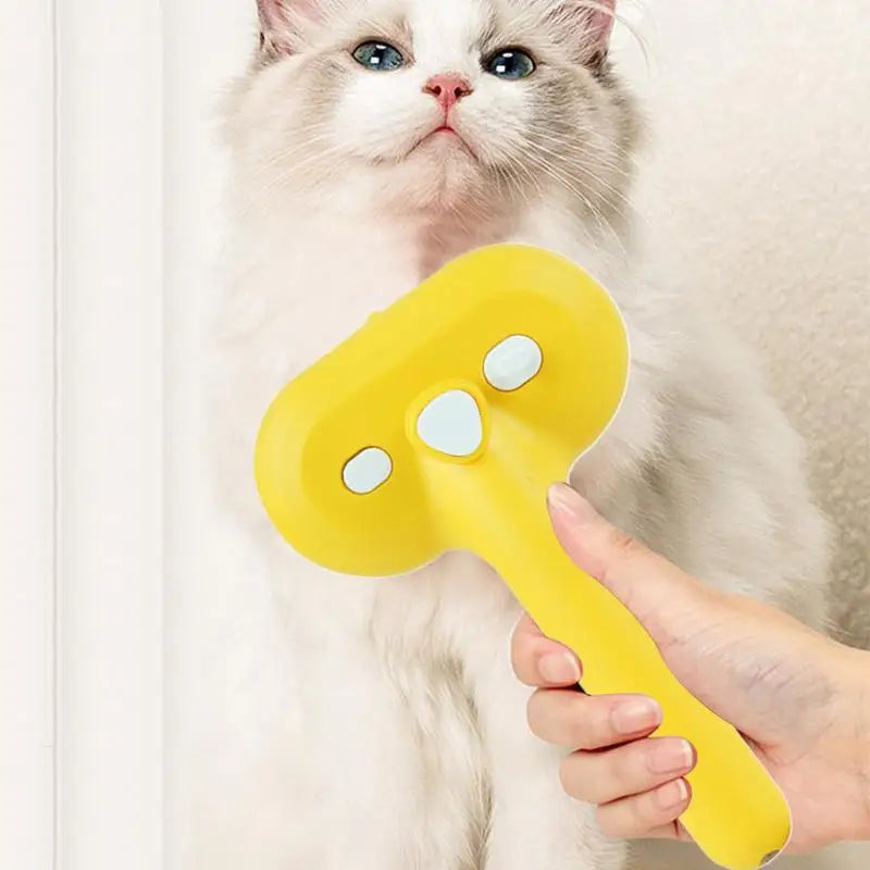 Pet Grooming Brush Steamer Detangling Shedding Cat Comb with Built-In Spray Function Pet Spray Hair Removal Comb for Small