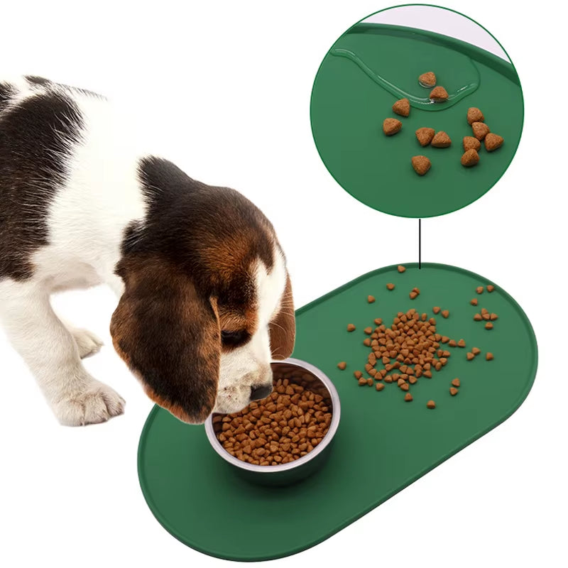 Dog Feed Mats Easy to Clean Non-Slip Pet Feeding Water Supplies Silicone Pet Bowl Mat Placemat Waterproof Prevent Spills