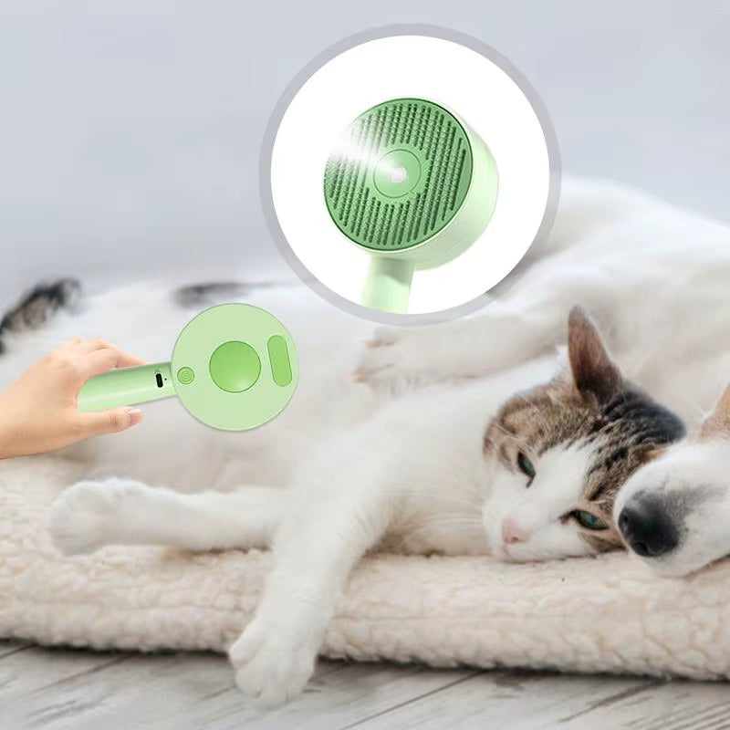 Steam Brush for Cats Cat Shedding Brush Cat Steamy Brush Self-Cleaning Cat Dog Grooming Brush Pet Brush for Long & Short Haired