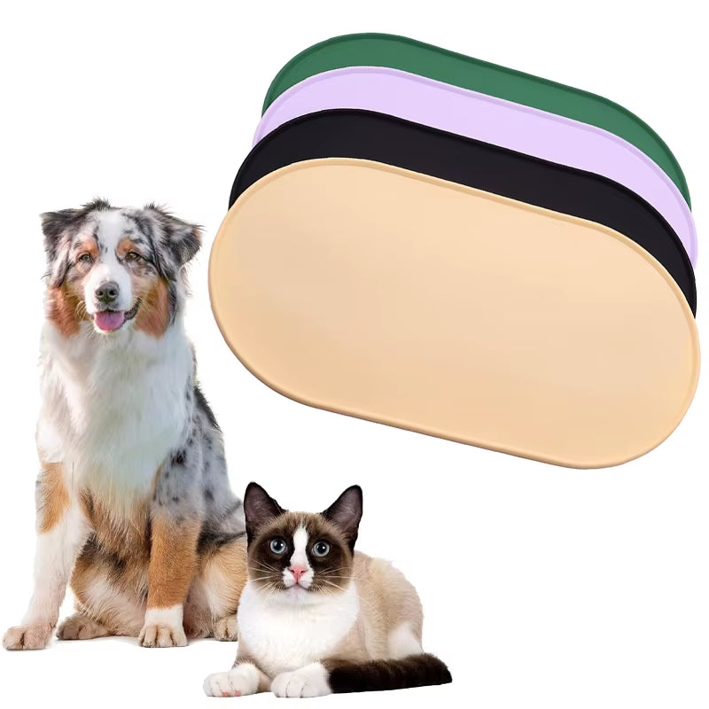 Dog Feed Mats Easy to Clean Non-Slip Pet Feeding Water Supplies Silicone Pet Bowl Mat Placemat Waterproof Prevent Spills