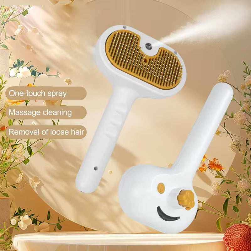 Rechargeable Steam Cat Grooming Brush Steamy to Remove Loose Hair Multifunctional Spray Massage Pet Comb with Release Button