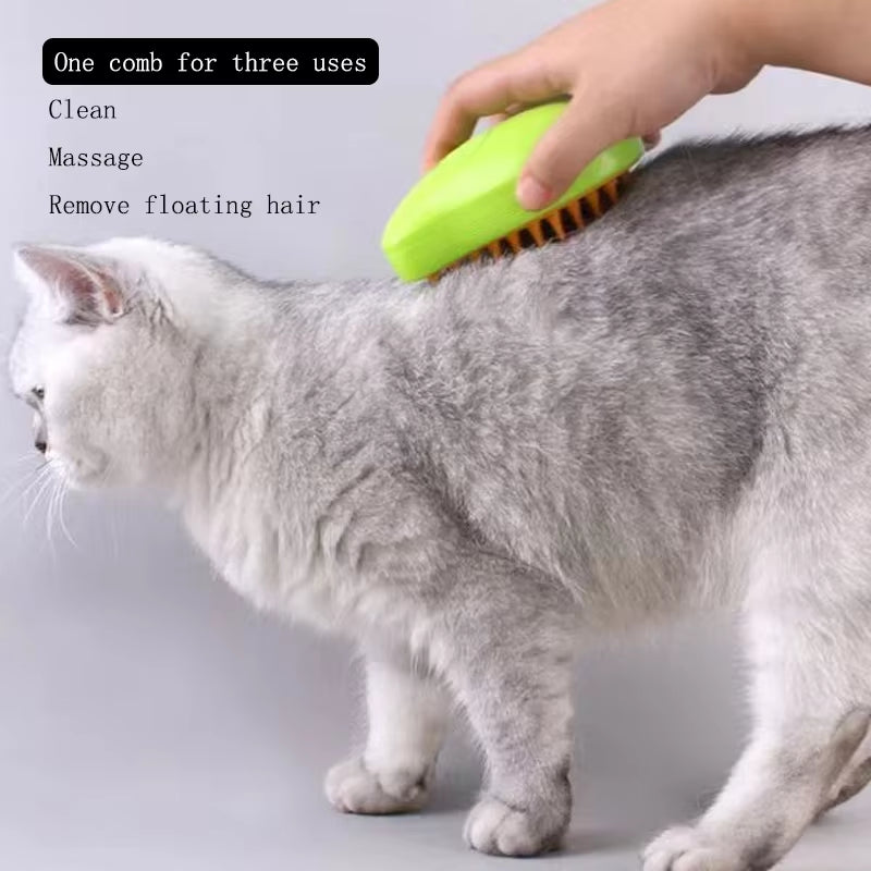 3 in 1 Cat Steam Brush Spray Water Spray Kitten Pet Comb Soft Silicone Depilation Cat Bath Hair Brush Grooming Supplies