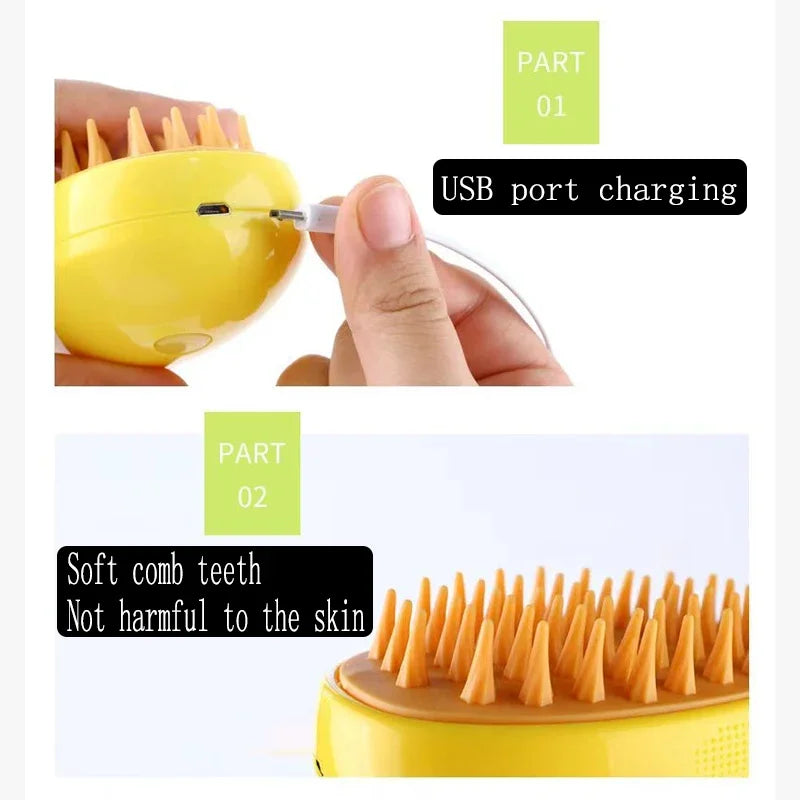 3 in 1 Cat Steam Brush Spray Water Spray Kitten Pet Comb Soft Silicone Depilation Cat Bath Hair Brush Grooming Supplies