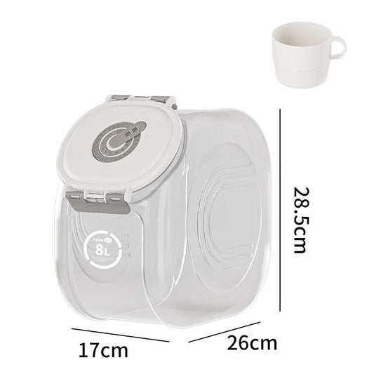 5/10Kg Large Capacity Cat Dog Food Storage Container Airtight Sealing Transparent Dry Cat Food Box with Cup Pet Supplies
