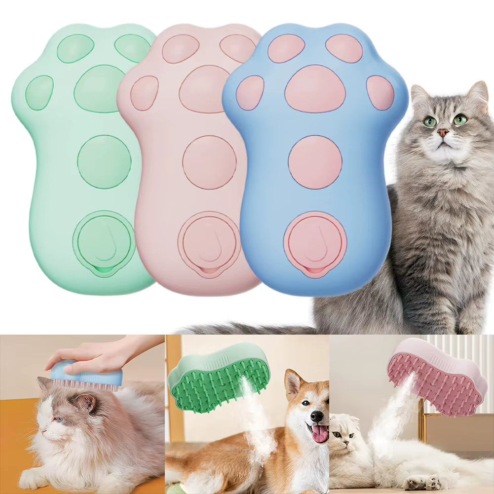 3 in 1 Steamy Pet Hair Brush Multifunction Steaming Grooming Brush Rechargeable Cat Mist Brush for Long/Short Hair Cats