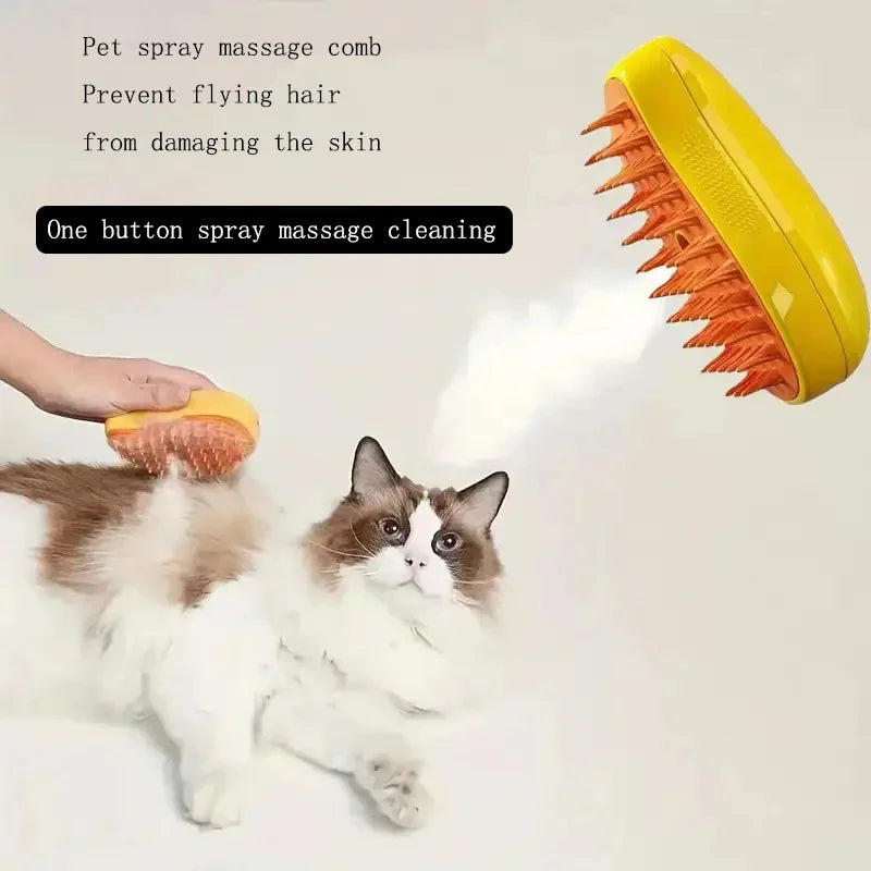 3 in 1 Cat Steam Brush Spray Water Spray Kitten Pet Comb Soft Silicone Depilation Cat Bath Hair Brush Grooming Supplies