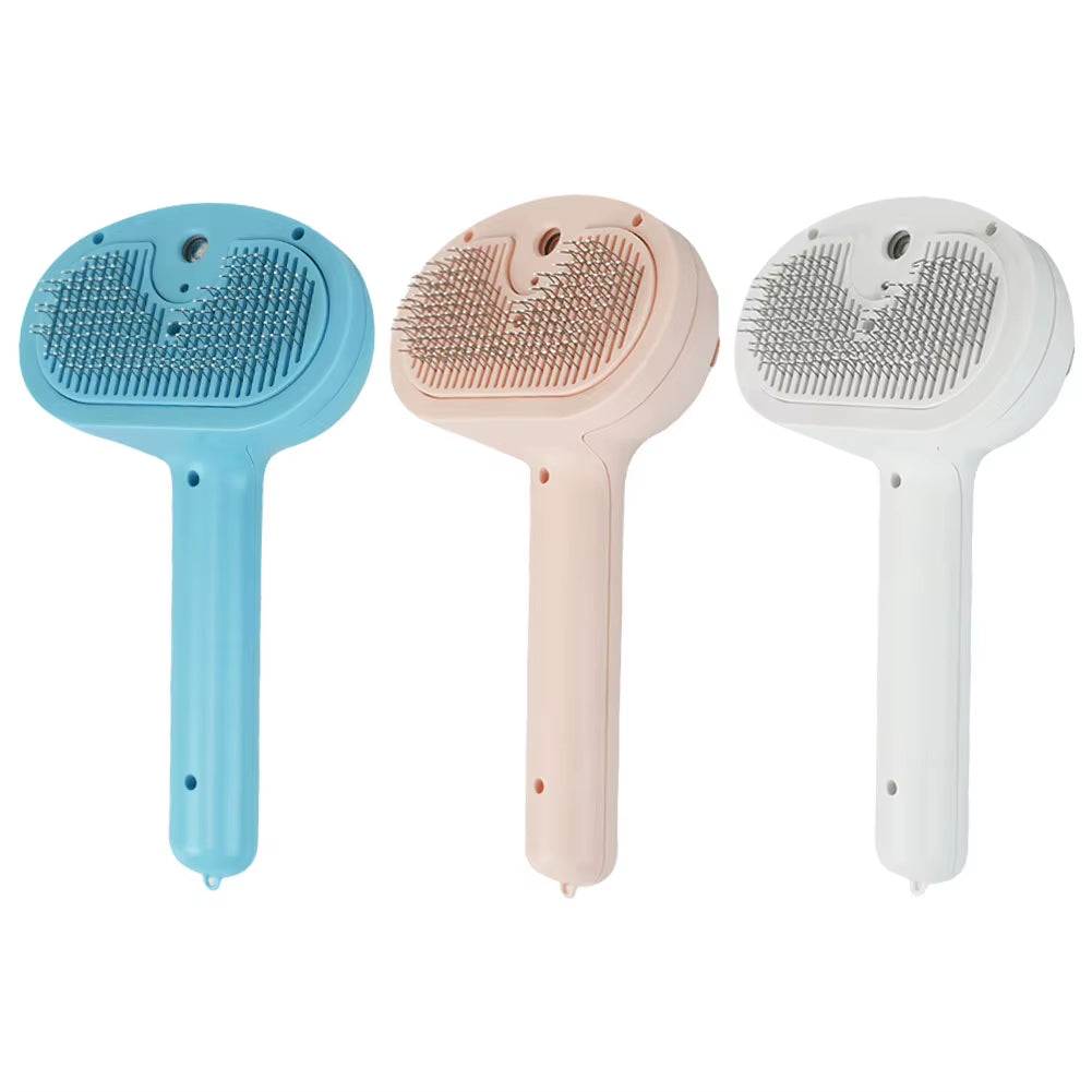 Cat Steam Brush with Release Button Cat Steamy Brush Rechargeable Massage Grooming Brush for Long and Short Hair Dogs and Cats