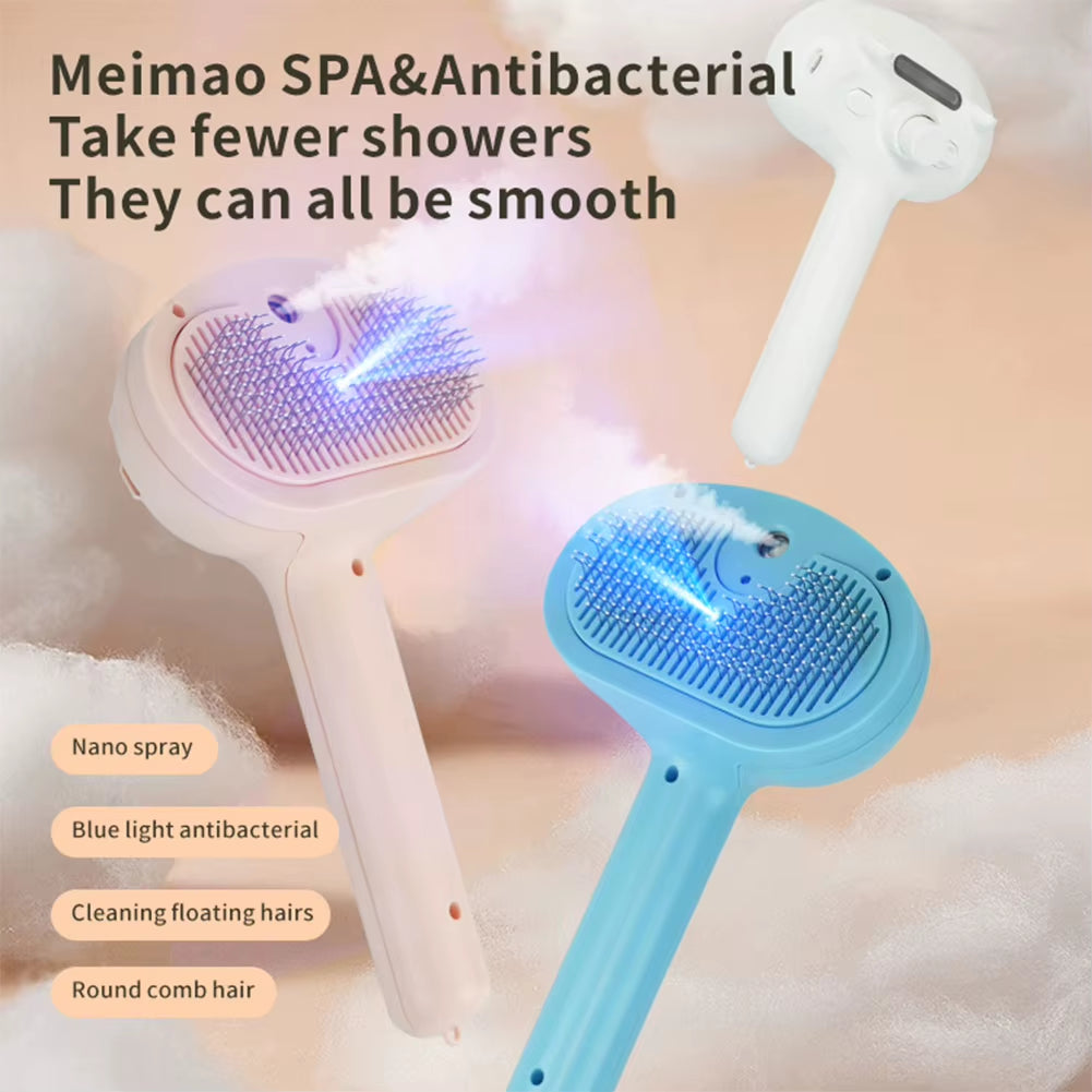 Cat Steam Brush with Release Button Cat Steamy Brush Rechargeable Massage Grooming Brush for Long and Short Hair Dogs and Cats